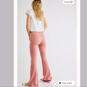 Penny Pull-On Flare Jeans in clay roses pink